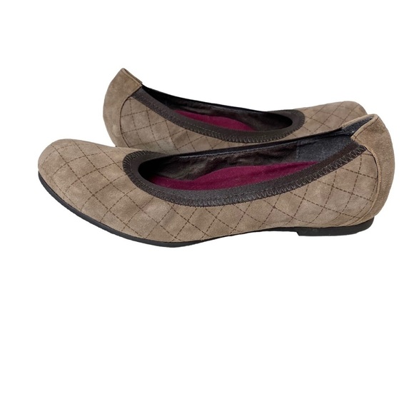 Munro Vicki Brown‎ Suede Ballet Flats 7.5 Quilted Pattern - Picture 4 of 13